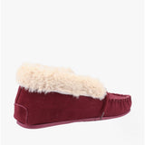 Hush Puppies PHILIPPA Womens Suede Moccasin Slippers Dark Red