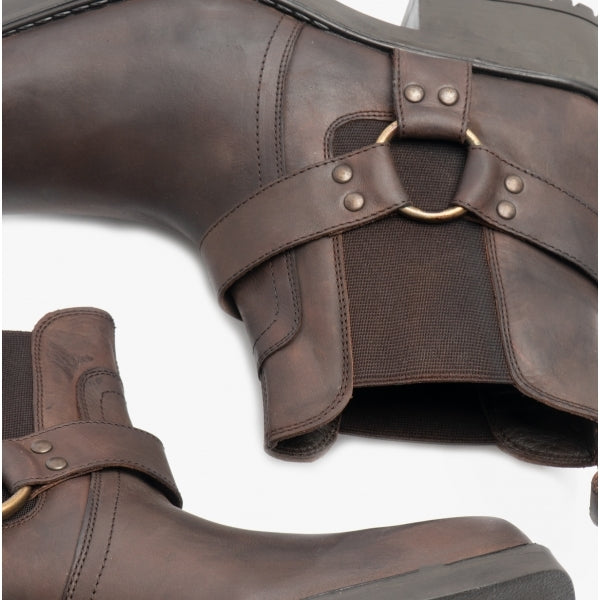 Woodland HARLEY Mens Leather Ankle Biker Cowboy Boots Brown