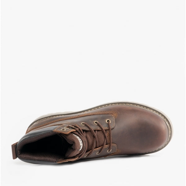 Woodland GLENN Mens Leather Lace-Up Goodyear Welted Boots Brown