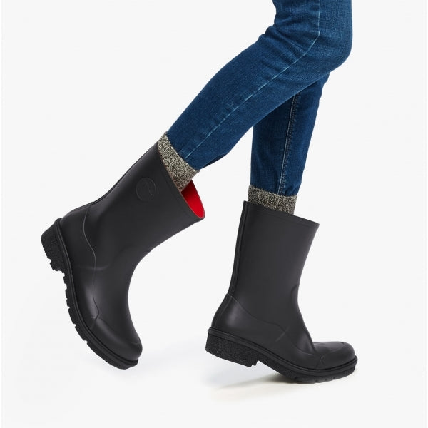 FitFlop WONDERWELLY SHORT Womens Rubber Wellington Boots All Black