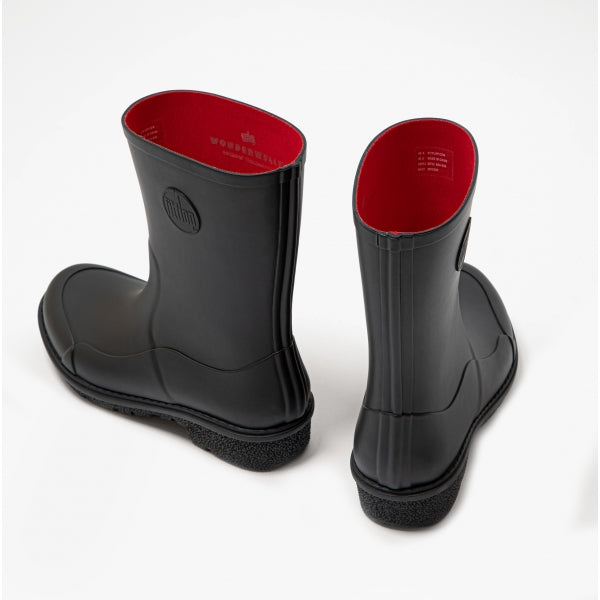 FitFlop WONDERWELLY SHORT Womens Rubber Wellington Boots All Black