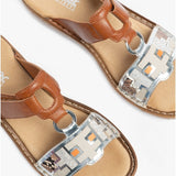 Rieker 608P4-90 Womens Sandals Tan Multi