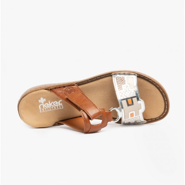 Rieker 608P4-90 Womens Sandals Tan Multi
