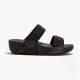 FitFlop LULU GLITTER Womens Sliders Black Sparkle