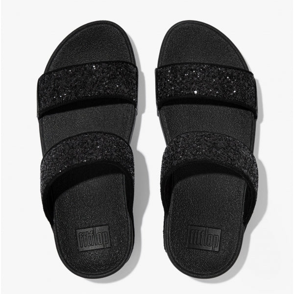 FitFlop LULU GLITTER Womens Sliders Black Sparkle