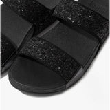 FitFlop LULU GLITTER Womens Sliders Black Sparkle