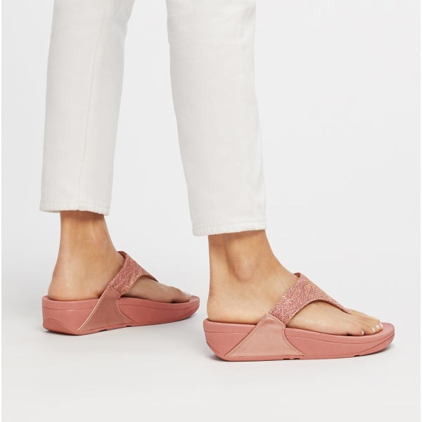 FitFlop LULU GLITZ Womens Flip Flop Sandals Warm Rose