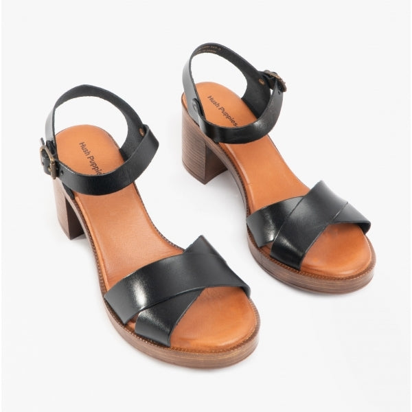 Hush Puppies GEORGIA Womens Leather Heeled Sandals Black