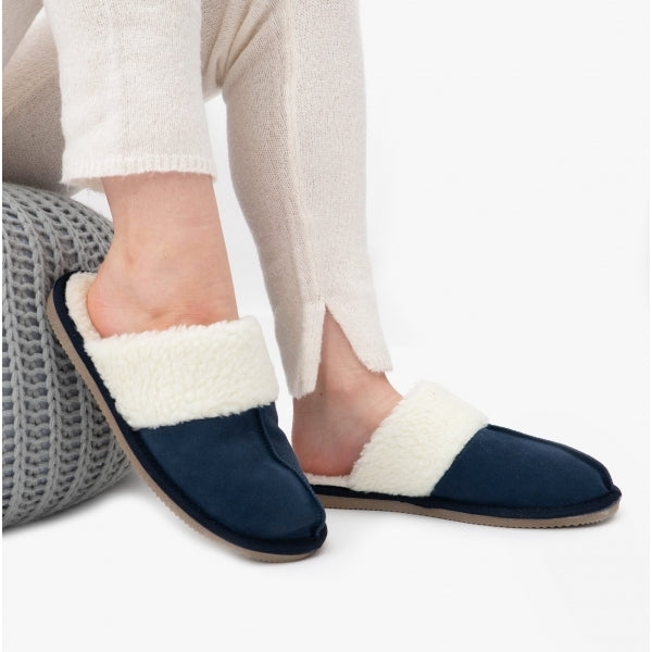Hush Puppies ARIANNA Womens Suede Mule Slippers Navy