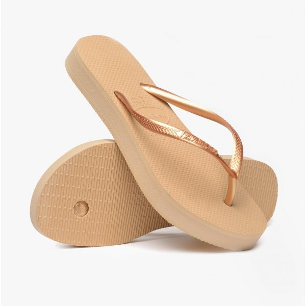 Havaianas HAV SLIM FLATFORM Womens Flip Flops Golden
