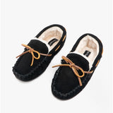 Hush Puppies ADDISON Kids Suede Moccasin Slippers Black