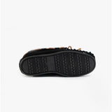 Hush Puppies ADDISON Kids Suede Moccasin Slippers Black