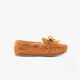 Hush Puppies ADDISON Kids Suede Moccasin Slippers Tan