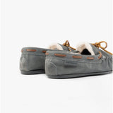 Hush Puppies ADDISON Kids Suede Moccasin Slippers Grey
