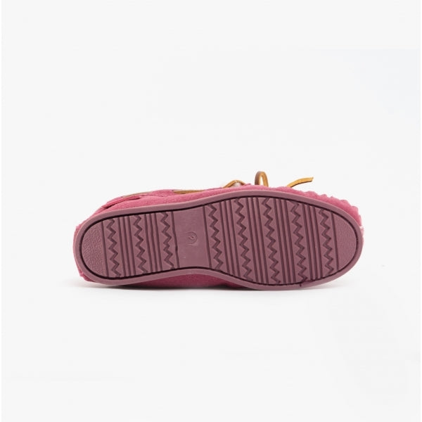 Hush Puppies ADDISON Girls Suede Moccasin Slippers Pink