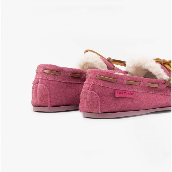 Hush Puppies ADDISON Girls Suede Moccasin Slippers Pink