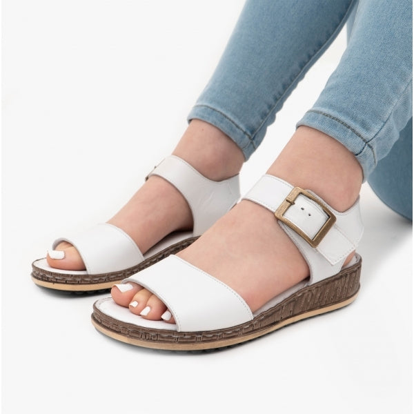 Hush Puppies ELLIE Womens Leather Sandals White