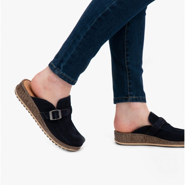 Hush Puppies SORCHA MULE Womens Leather Sandals Navy Suede