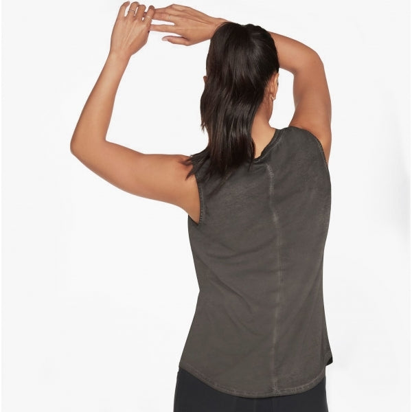 Skechers W1TT128/BLK DIAMOND WASH HATHA V-NECK Womens Tank Bold Black