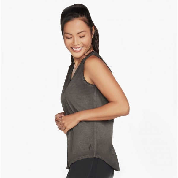 Skechers W1TT128/BLK DIAMOND WASH HATHA V-NECK Womens Tank Bold Black