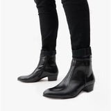 Club Cubano EMMANUEL Mens Smooth Leather Cuban Heel Boots Black