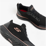 Skechers Work 77222EC SQUAD SR Womens Occupational Trainers Black/Rose Gold