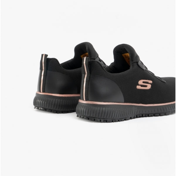 Skechers Work 77222EC SQUAD SR Womens Occupational Trainers Black/Rose Gold