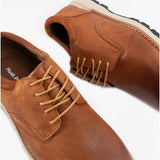 Hush Puppies DYLAN Mens Leather Derby Shoes Brown
