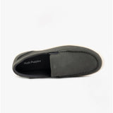 Hush Puppies MOUNT Mens Leather Loafers Grey Nubuck