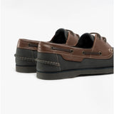 Hush Puppies HENRY Mens Leather Deck Shoes Blue/Tan