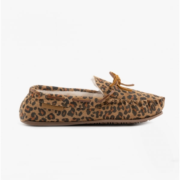Hush Puppies ALLIE Womens Suede Moccasin Slippers Leopard