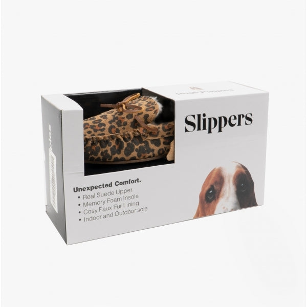 Hush Puppies ALLIE Womens Suede Moccasin Slippers Leopard
