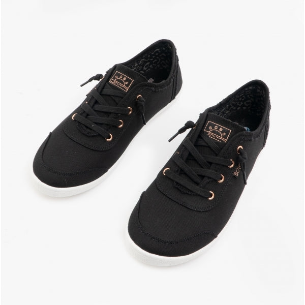 Skechers 33492/BLK BOBS B CUTE Womens Canvas Slip On Trainers Black