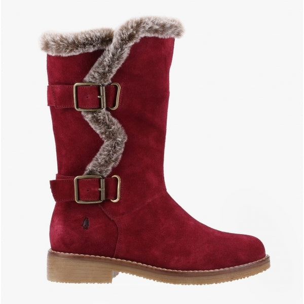 Hush Puppies MEGAN Womens Suede Mid-Calf Boots Dark Red