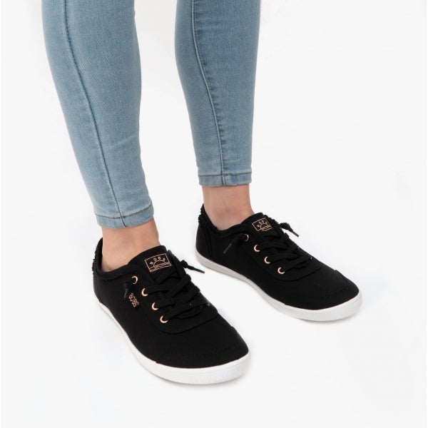 Skechers 33492/BLK BOBS B CUTE Womens Canvas Slip On Trainers Black