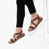 Rieker V3663-24 Womens Sandals Brown Combi