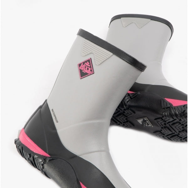 Muck Boots FORAGER KIDS Rubber Wellington Boots Grey/Pink
