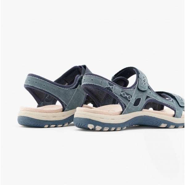 Free Spirit FRISCO Womens Leather Touch Fasten Sandals Navy