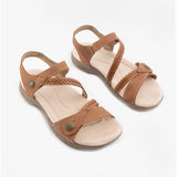 Free Spirit MALIBU Womens Leather Touch Fasten Sandals Walnut