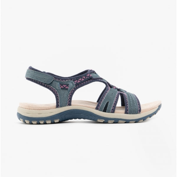 Free Spirit FAIRMONT Womens Touch Fasten Leather Sandals Navy