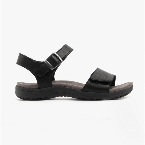 Free Spirit MAINE Womens Leather Touch Fasten Sandals Black