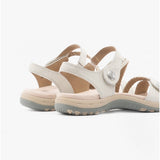 Free Spirit MALIBU Womens Leather Touch Fasten Sandals Sand White