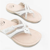 Free Spirit JULIET Womens Leather Toe Post Sandals White Beige