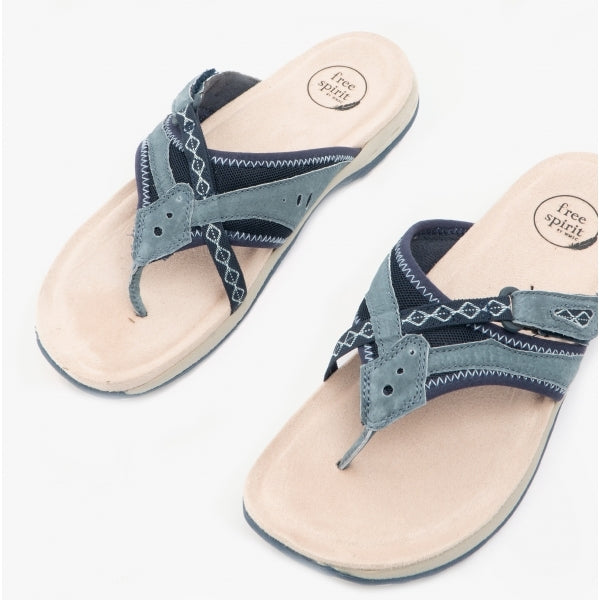 Free Spirit JULIET Womens Toe Post Sandals Navy