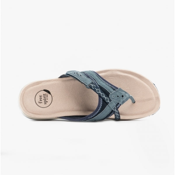 Free Spirit JULIET Womens Toe Post Sandals Navy
