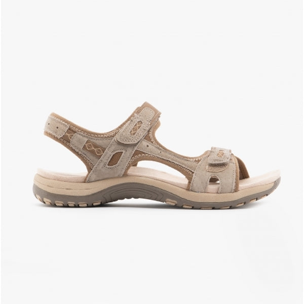 Free Spirit FRISCO Womens Leather Touch Fasten Sandals Toffee