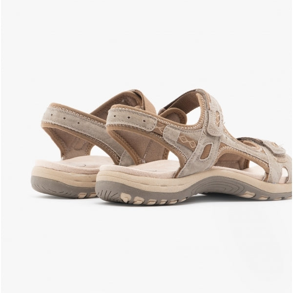 Free Spirit FRISCO Womens Leather Touch Fasten Sandals Toffee