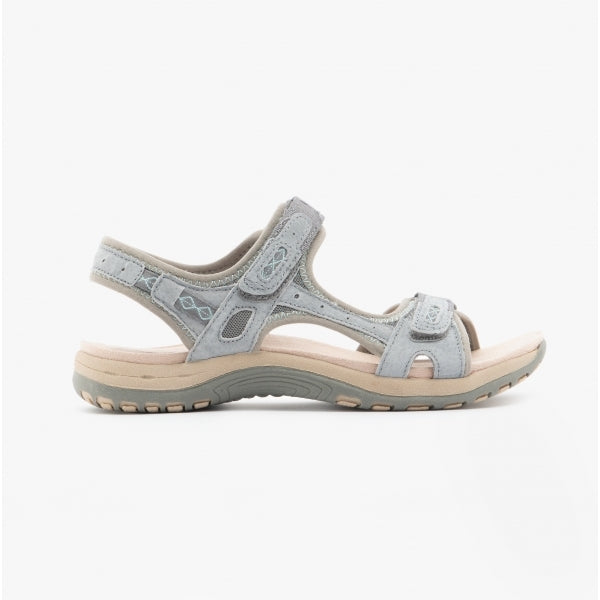 Free Spirit FRISCO Womens Leather Touch Fasten Sandals Smoke