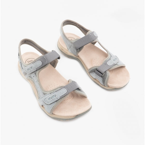 Free Spirit FRISCO Womens Leather Touch Fasten Sandals Smoke