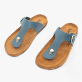 Rohde 5860 Womens Leather Mule Sandals Blue Jeans